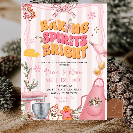 Roze Schattige Retro Strepen Bakgeesten Helder Kaart