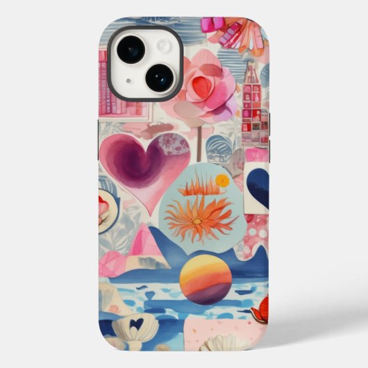 Roze Schattige Trendy Preppy Collage Scrapbook Case-Mate iPhone Case (Achterkant)