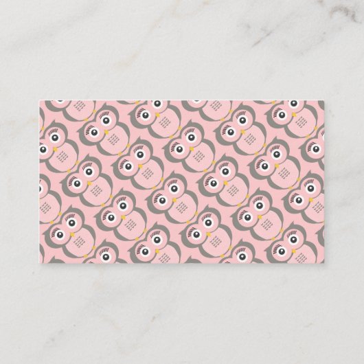 Roze Schattige Uil Luier Raffle Informatiekaartje (Achterkant)