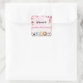 Roze Schattige wild cub safari bloem baby shower k Vierkante Sticker (Tas)