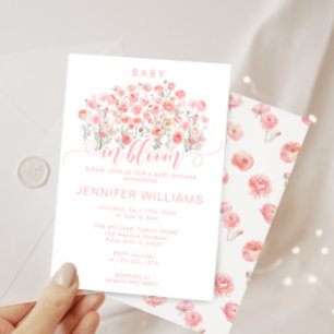 Roze Schattigee Baby in bloei Bloemen Bloemen Baby Kaart