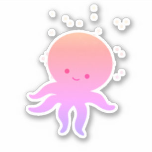 Roze Schattigee Baby Octopus Cartoon Sticker