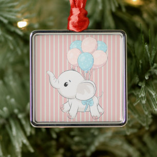 Roze, Schattigee baby olifant Metalen Ornament