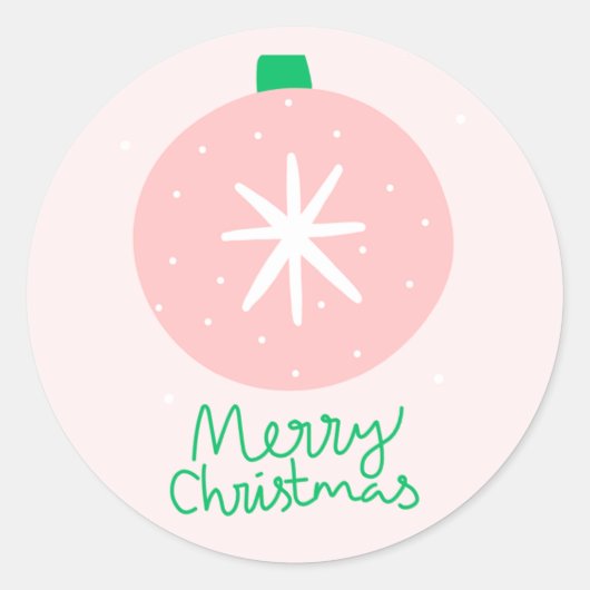 Roze Schattigee geïllustreerde kerst ronde Sticker (Voorkant)