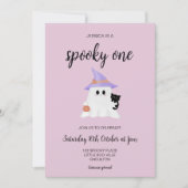 Roze Schattigee Halloween Ghost 1st Birthday Girl Kaart (Voorkant)