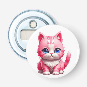 Roze Schattigee kat Button Flesopener