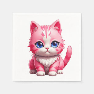 Roze Schattigee kat Servet