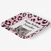 Roze Schattigee Kat Verjaardag Papier Bord (Gebogen)