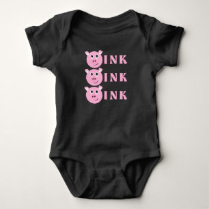 ROZE! Schattigee Kleine Roze Cartoon Varken Meisje Romper