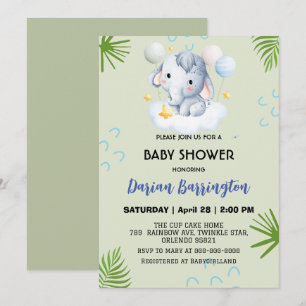 Roze Schattigee olifant welpbloemen baby shower ki Kaart