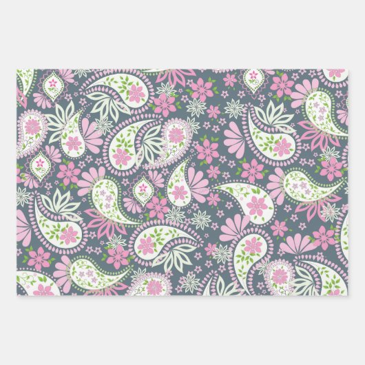 Roze Schattigee Paisley Print Modern Pattern Inpakpapier Vel (Voorkant)