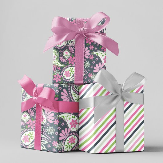 Roze Schattigee Paisley Print Modern Pattern Inpakpapier Vel