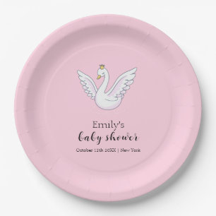 Roze Schattigee Sweet Princess Swan Baby shower We Papieren Bordje