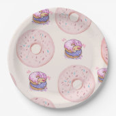 Roze Schattigee woestijnzoete donuts illustratiepa Papieren Bordje (Voorkant)