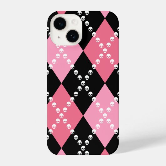 Roze schedel Argyle iPhone Hoesje (Achterkant)