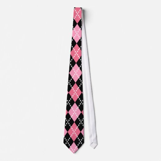 Roze schedel Argyle Stropdas (Voorkant)