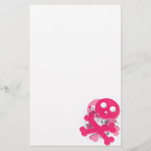 Roze schedel briefpapier papier