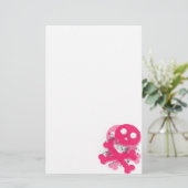 Roze schedel briefpapier papier (Staand voorkant)