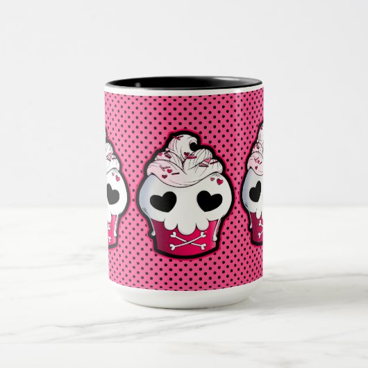 Roze schedel Cupcake Mok (Midden)