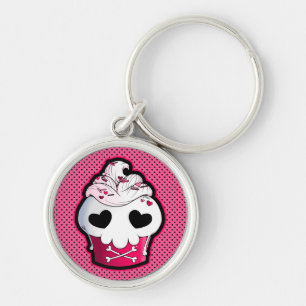 Roze schedel Cupcake Sleutelhanger