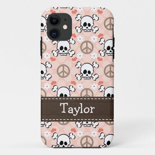 Roze schedel en kruisbeenderen Case-Mate iPhone case (Achterkant)