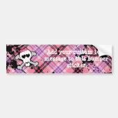 Roze schedel en kruisbeenderen met hart en met pot bumpersticker (Voorkant)