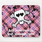 Roze schedel en kruisbeenderen met hart en met pot muismat (Voorkant)