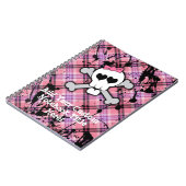 Roze schedel en kruisbeenderen met hart en met pot notitieboek (Linkerzijde)