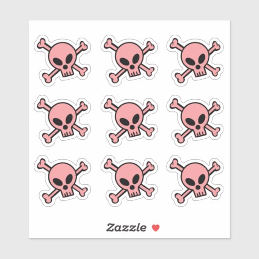 Roze schedel en kruisbeenderen sticker (Vel)
