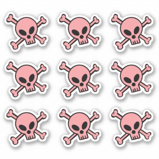 Roze schedel en kruisbeenderen sticker (Voorkant)