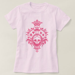 Roze schedel en uitsteeksels voor T-shirt