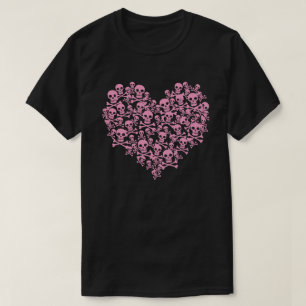 Roze Schedel Hart T-Shirt
