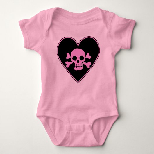 Roze schedel in het hart romper (Voorkant)