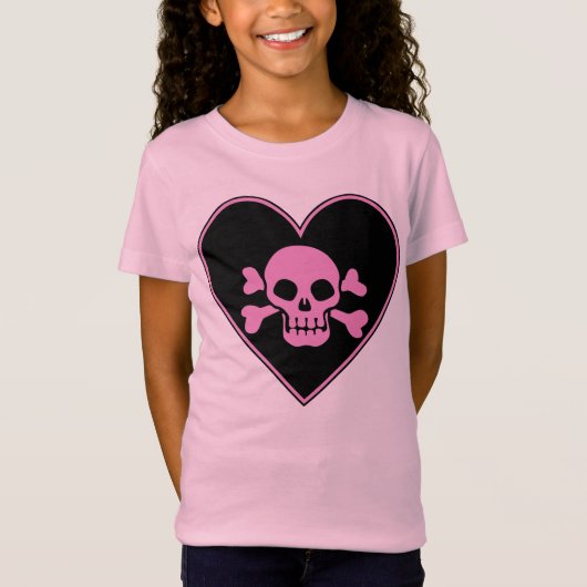 Roze schedel in het hart t-shirt (Voorkant)