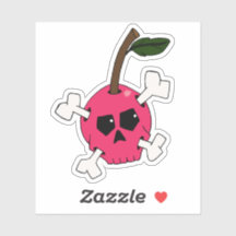 Roze Schedel Kers Laptop Sticker