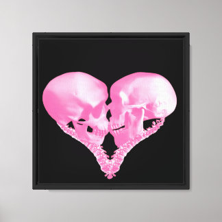 Roze Schedel Kus Hart Romantische Gotische Kunst Canvas Afdruk