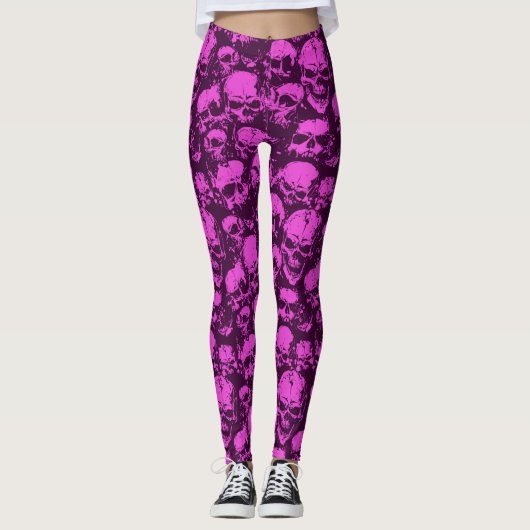 Roze schedel leggings (Voorkant)