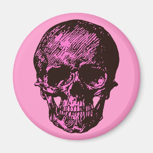 Roze schedel magneet (Voorkant)