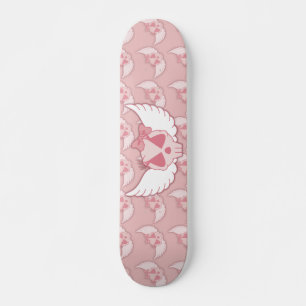 Roze schedel met vleugelskateboard skateboard