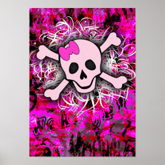 Roze schedel poster