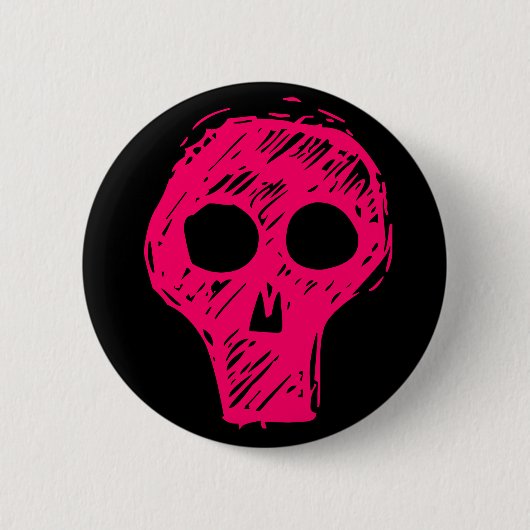 Roze schedel ronde button 5,7 cm (Voorkant)