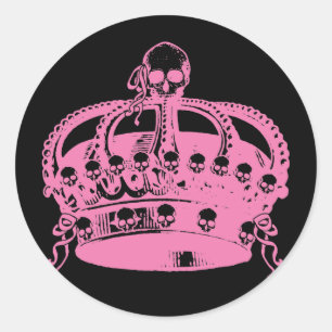 Roze schedel ronde sticker