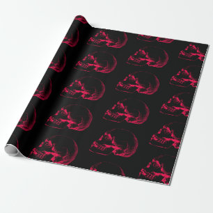 Roze Schedel Schets Patroon Cadeaupapier