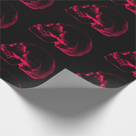 Roze Schedel Schets Patroon Cadeaupapier (Hoek)
