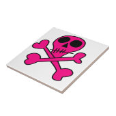 roze schedel tegeltje (Zijkant)