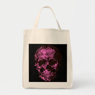 Roze schedel tote bag