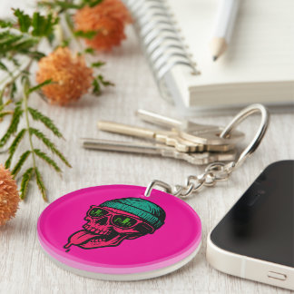 Roze Schedel Urban Streetwear Sleutelhanger - Edgy