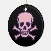 Roze Schedel zwart rond keramisch ornament 2 zijdi (Links)