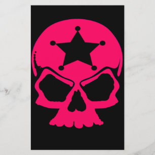 Roze schedel (zwarte achtergrond) briefpapier