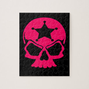 Roze schedel (zwarte achtergrond) legpuzzel